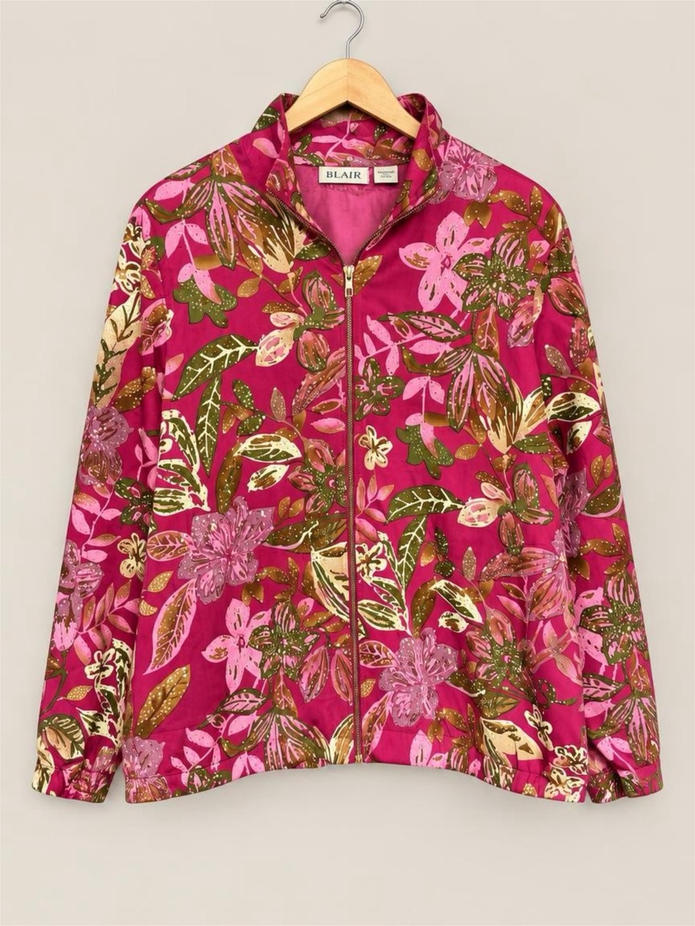 Blair XL Pink Floral Zip Jacket Retro Cottagecore Lightweight